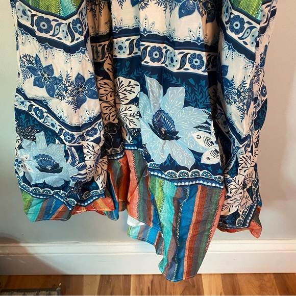 FARM RIO BLUE PALMS BALLOON SLEEVE DRESS SIZE MEDIUM NEW with TAGS - Picture 5 of 16